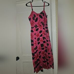 NIC+ZOE Vibrant Pink and Black Midi Dress